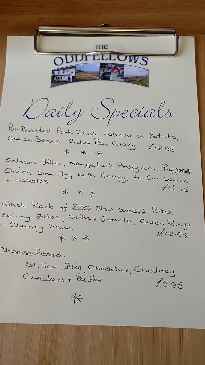 The Oddfellows Arms Menu - Image 1